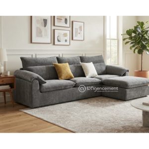 CANAPE DROIT + POUF ENORA