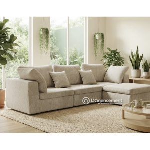 CANAPE DROIT + POUF ELBIE
