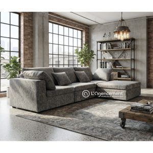 CANAPE DROIT + POUF ELBIE
